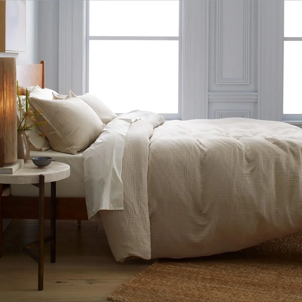 NWT Quince Organic Airy Gauze Twin Duvet Cover in Dune